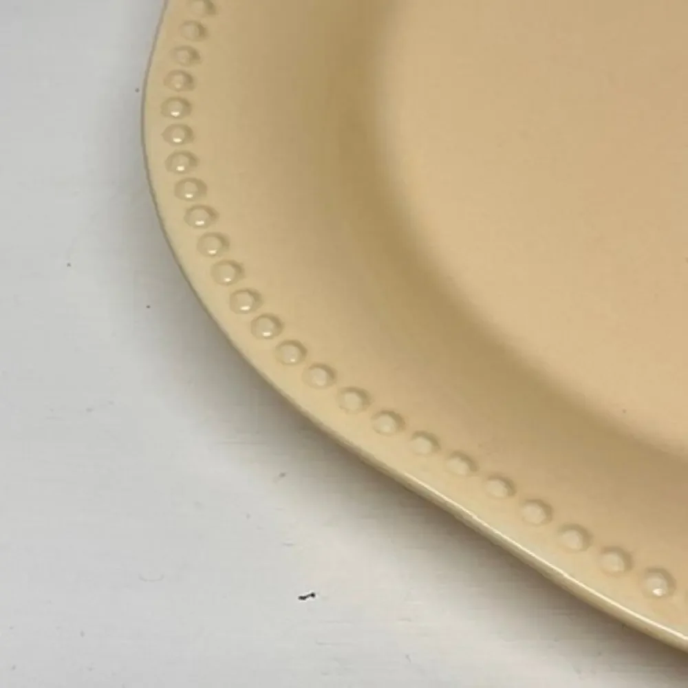 Pottery Barn Emma Beaded Hobnail Rim Scalloped Yellow Serving Platter 12.5in